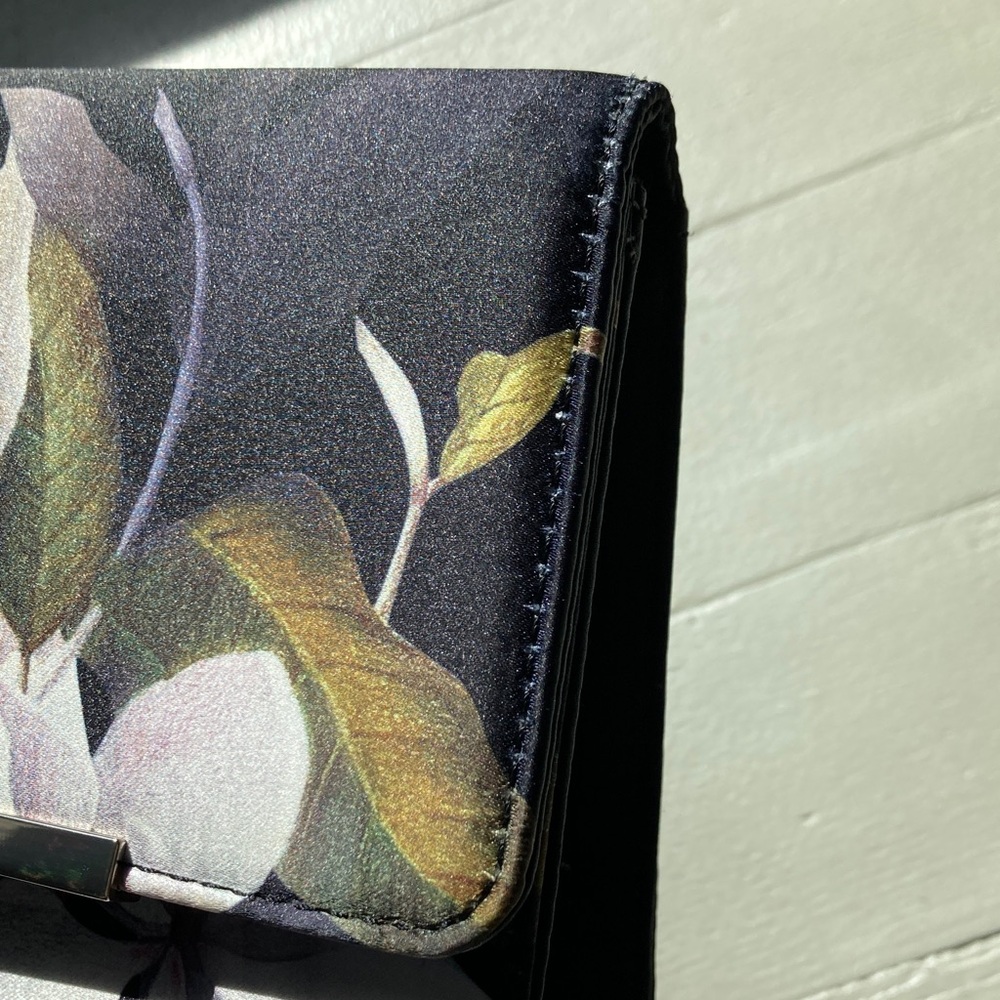 Ted Baker Satin Floral Black Clutch Purse - Picture 8 of 9